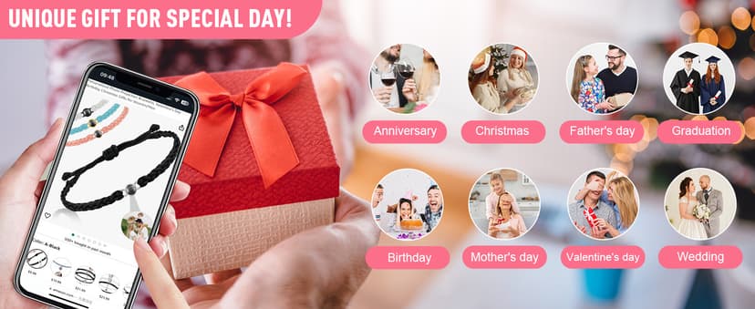 Custom Bracelets with Picture Inside, Picture Bracelet Personalized Photo Projection Bracelets, Valentine’s Day Birthday Christmas Gifts for Women/Men