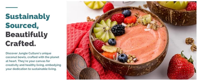 Jungle Culture 2 Polished Coconut Bowl & Wooden Spoons Set with Bamboo Straws • Natural Yoghurt & Smoothie Bowls Ideal for Ninja Creami • Healthy Coco Shell Buddha, Acai • Eco Friendly Vegan Gifts