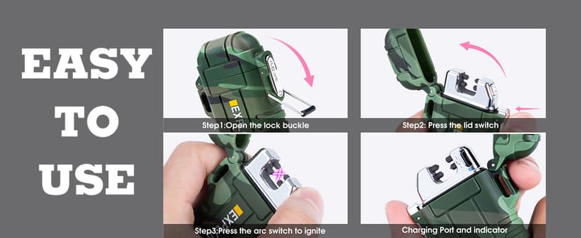 LcFun LcFun Waterproof Electric Dual Arc Lighter USB Rechargeable Outdoor Windproof Flameless Plasma Lighters for Camping, Hiking, Adventure, Survival Tactical Gear Stocking Stuffers Gifts for Men