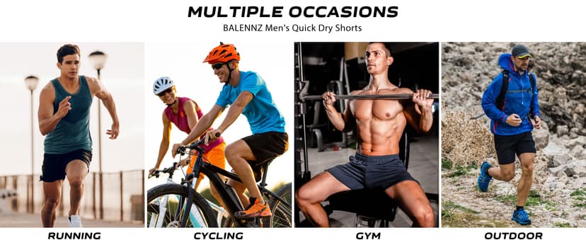 BALENNZ Athletic Shorts for Men with Pockets and Elastic Waistband Quick Dry Activewear