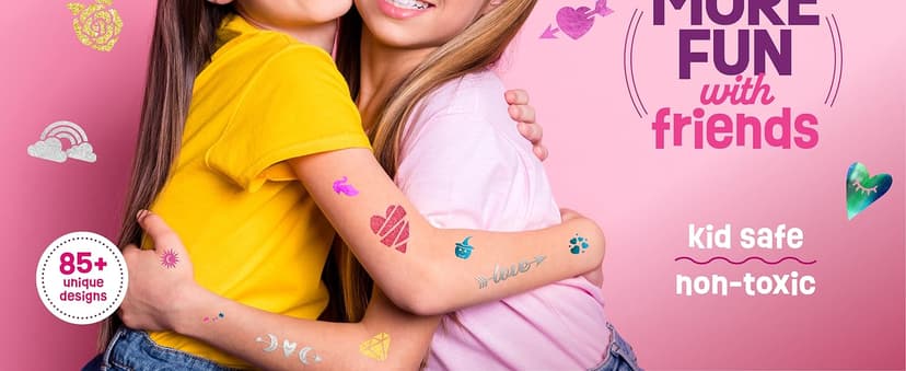 Pretty Me Glitter Tattoo Kit for Kids - Glitter & Metallic Fake Tattoos for Girls - Birthday Gift Ideas for Girl - Temporary Tattoo Set - Craft Kits Toys for Ages 6 7 8 9 10 11 Year Old - Cool Gifts