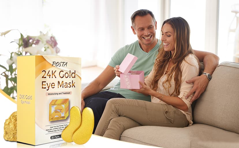 POSTA 24K Gold Eye Mask, 20 Pairs Eye Treatment Mask With Collagen, Under Eye Mask Treatment for Puffy Eyes, Dark Circles Corrector, Used for Eye Bags, Anti Aging Patches Luxury Gift for Women and Men