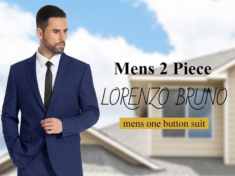 Mens Suit 2 Piece Suits for Men One Button Slim Fit Solid Jacket & Pants Tuxedo Set Business Wedding Party