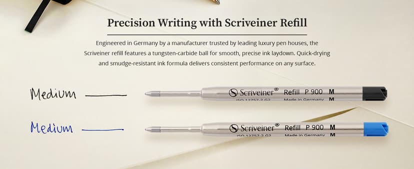 Scriveiner Black Lacquer Ballpoint Pen -Stunning Luxury Pen, Real Gold Plating, Schmidt Black Refill, Best Gift Set for Men & Women, Professional Executive Office, Nice Fancy Designer Pens