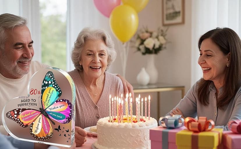 80th Birthday Gifts for Women Her, Acrylic Heart Sign Birthday Decorations Presents, 80 Year Old Bday Gifts for Mom, Aunt, Grandma, Sister, Best Friends, Wife, Her