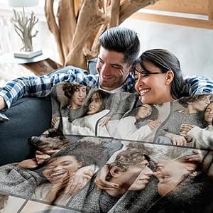 Custom Blanket with Picture Text Customized Fleece Photo Blanket for Couples Gifts Personalized Blankets and Throws Christmas Birthday Gifts for Boyfriend Girlfriend
