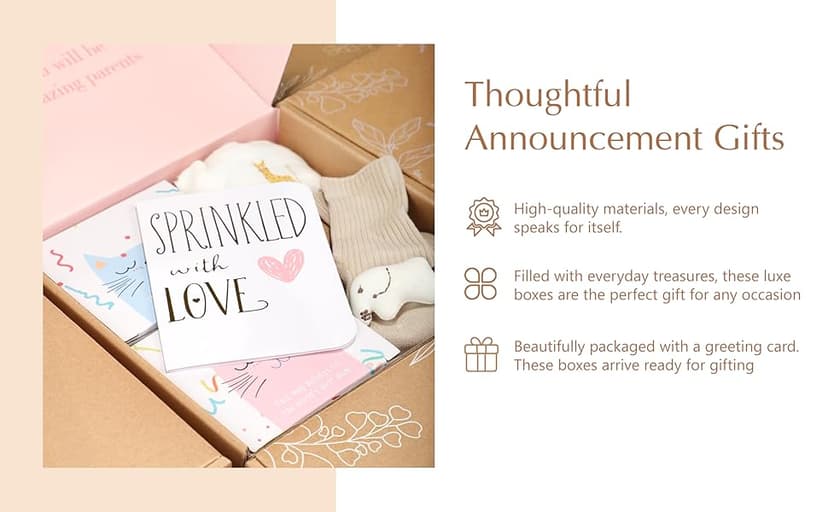 New Mom Gifts for Women, 9pcs Pregnancy Gifts for Expecting Mom, Cute Baby Gifts New Parents Gifts for Couples w/Mom and Dad Mugs for Gender Reveal Baby Shower First Time Mom to be Gifts(Khaki)