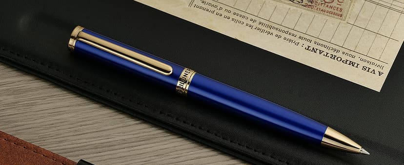 BEILUNER Blue Lacquer Gel Pen - Stunning Luxury Pen with 24K Gold Finish, ADMOK Black Refill, Executive Gift Set for Family & Friends, Writing, Fancy, Office, Retractable Pens
