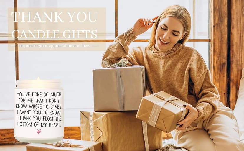 BAUBLEDAZZ Thank You Gifts for Women, Thank You Candle- Handmade Lavender Natural Soy Wax Candle (7oz)- Appreciation Gifts for Friends, Coworker, Men, Hostess