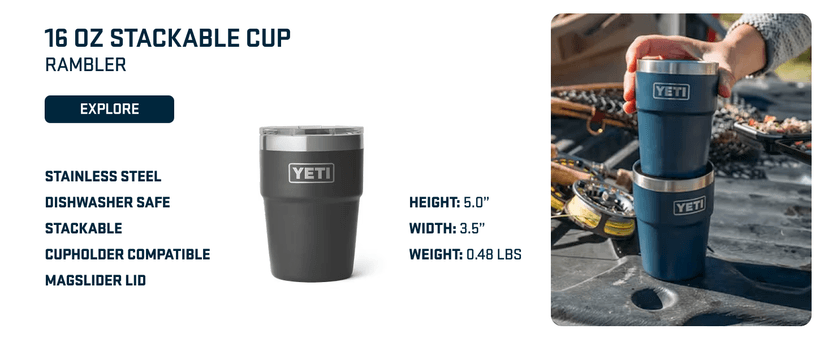 YETI Rambler 20 oz Stainless Steel Vacuum Insulated Tumbler w/MagSlider Lid