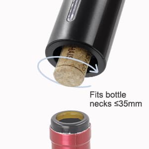 Electric Wine Opener Set by ELMWAY - Rechargeable Wine Bottle Opener & Corkscrew with Foil Cutter / 4 x Vacuum Stoppers/Premium Wine Aerator Pourer, Ideal Wine Gifts for Wine Lovers - Black