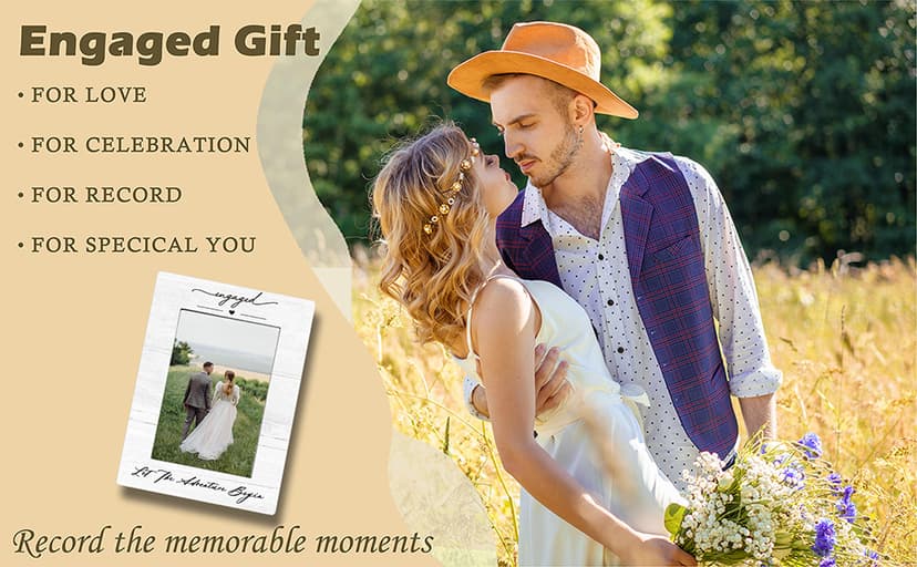Engagement Couples Newlyweds Picture Frame 4x6, Engagement Gifts for Couples, Just Engaged Gift, Wedding Gifts for Newlyweds Bride Groom, Engaged Couple Picture Photo Frames for Desk Decor
