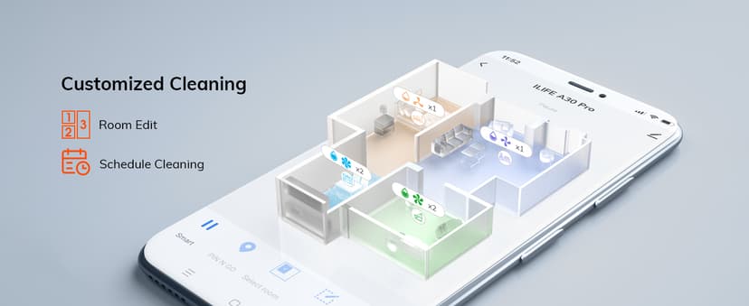 ILIFE A30 Pro Robot Vacuum and Mop, Self Emptying Station for 60 Days, 5000Pa Suction, LiDAR Navigation, No-Go Zones, 2.4G WiFi/App/Alexa/Remote Control, Roller Brush for Carpet, Hard Floors, 110V