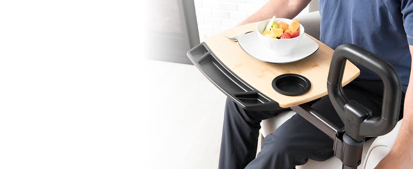 Able Life Tray Table, Adjustable Bamboo TV and Laptop Desk with Ergonomic Stand Assist Safety Handle, Independent Living Aid