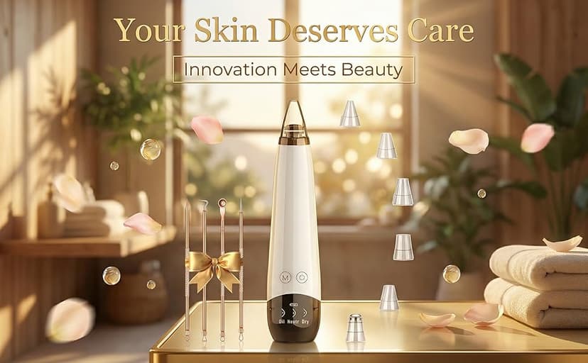 2026 Pore Vacuum, USB Rechargeable Blackhead Remover Vacuum,3 Levels Adjustable Pore Vacuum Blackhead Remover, with 6 Suction Power Probe,4 Golden Needle face Vacuum Pore Cleanser Kit-White