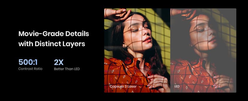 NEBULA Capsule 3 Laser Projector, Upgraded with Google TV and Official Netflix, Mini Smart TV Projector with Wi-Fi, Outdoor Portable Projector, Dolby Digital, 120-Inch Screen, 2.5H Built-In Battery