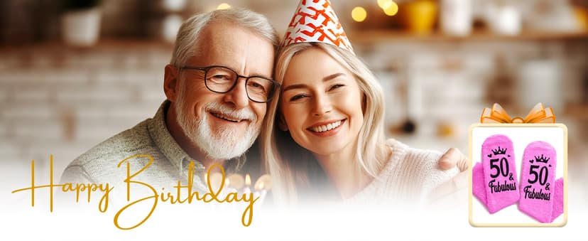 HAPPYPOP 50TH Birthday Gifts for Her - Women Socks for 50 Year Olds for Middle Aged Female Friends