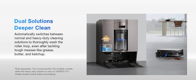 ECOVACS DEEBOT X11 OmniCyclone Robot Vacuum and Mop, PowerBoost Charging, OZMO Roller 2.0 Instant Self-Washing Mop, 19,500Pa Blast Suction, Bagless OmniCyclone Station, AIVI 3D Smart Navigation