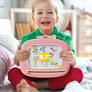 Kikidex Magnetic Drawing Board, Toddler Girl Toys for 1-2 Year Old, Doodle Board Pad Learning and Educational Toys for 1 2 3 Year Old Baby Kids Birthday Gift(Soft Pink)