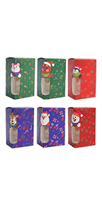Uptotop Christmas Cookie Boxes, 24 Pcs Small Christmas Party Boxes with 6 Different Designs and Color, Xmas Bakery Pastry Boxes for Pastries, Cupcakes, Brownies, Donuts, 4" x 2.7" x 6.3"
