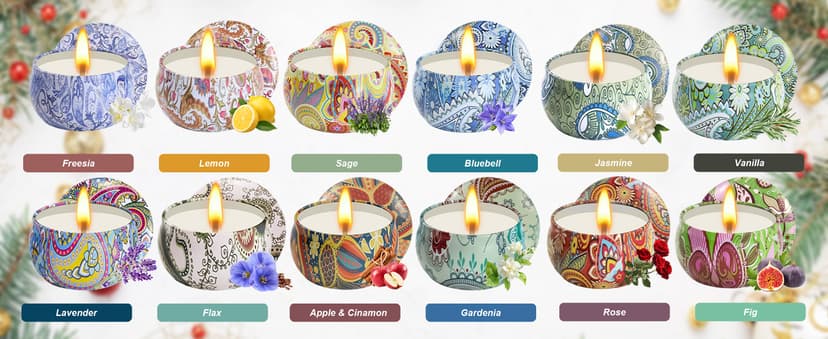 Scented Candles Gifts for Women, 12 Pack Natural Soy Candles for Home Scented, Aromatherapy Candle Set Gift for Women, Men, Friends Birthday, Anniversary