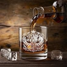 60th Birthday Gifts for Men Whiskey Glass Set, 60th Birthday Party Supplies with 11 Oz Whiskey Glass Coaster Stone Baseball Cap Apron Sock Funny Toilet Paper Keychain for Him, Dad, Husband, Friends