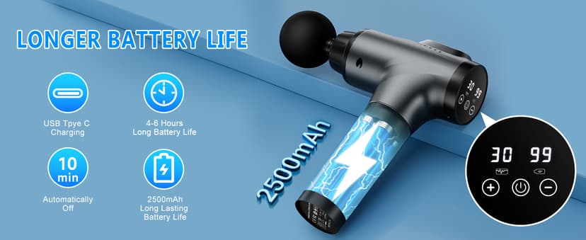 Massage Gun, Muscle Massage Gun for Athletes Handheld Electric Deep Tissue Back Massager, Percussion Massage Device for Pain Relief with 30 Speed Levels 9 Heads