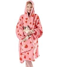 Krifey Wearable Blanket Hoodie, Oversized Sherpa Hooded as Birthday Gifts Christmas Gifts for Mom Women Girlfriend Men, Cozy Sweatshirt with Giant Pocket