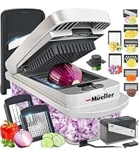 Mueller Pro-Series 10-in-1, 8 Blade Vegetable Chopper, Mandoline Slicer, Food Chopper with Container, Fruit Slicer, Kitchen Gadgets & Accessories, Home Essentials