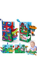 Tummy Time Baby Mirror Infant Toys Newborn 0 3 Months Brain Development with Crinkle Cloth Book Teether Black and White High Contrast Baby Toys 2 4 5 0-6 Month Boys Girls Sensory Activity Shower Gifts