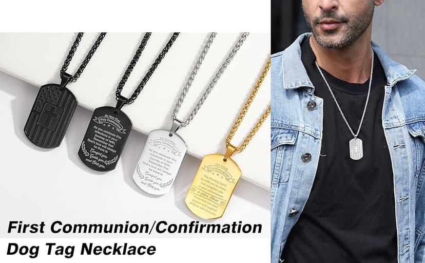 Zocomi To My Son Dad Brother Husband Grandson Grandpa Boyfriend Man Dog Tag Cross Necklace Christian American Flag Birthday Graduation Gifts Jewelry for Men Boys