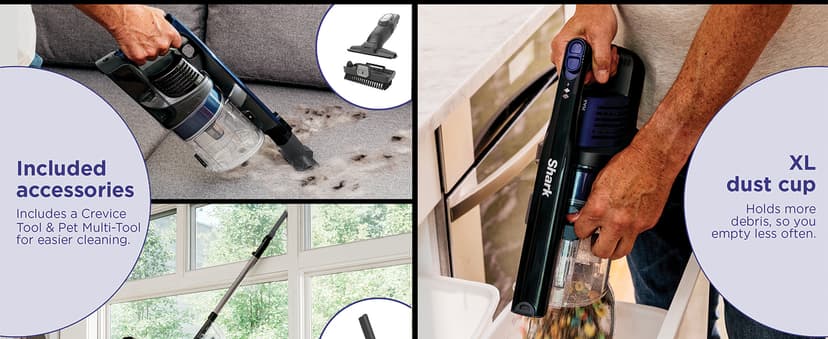 Shark | Pet Cordless Vacuum Cleaner | LED Headlights | Removable Handheld Vacuum for Pet Hair | Crevice Tool & Pet Multi-Tool Included | 40min Runtime | For Carpet & Hard Floors | Grey | IX141