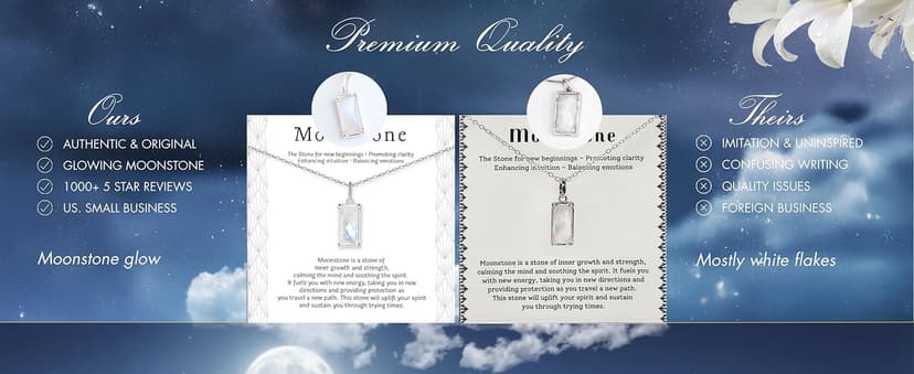 HOPE LOVE SHINE New Beginnings Rainbow Moonstone Sterling Silver Necklace for Women