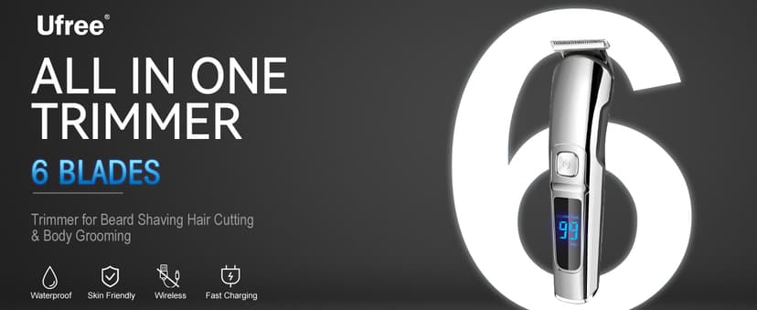 Ufree Beard Trimmer for Men, Waterproof Electric Razor for Nose, Body, Face & Mustache, Cordless Hair Clippers Shavers Grooming Kit, Gifts for Men Husband Father