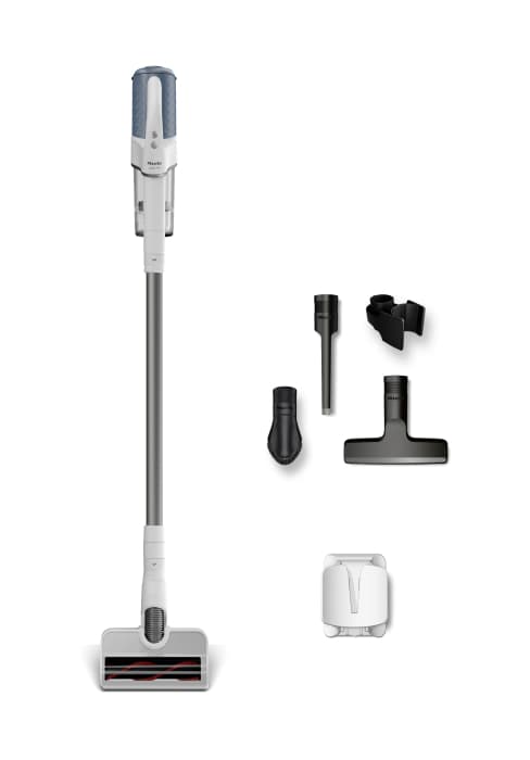 Miele Duoflex Extra Vacuum Cleaner, Cordless and Bagless Multi-Use, Multi-Floor Flexible Stick Vacuum with 2 Attachable Brushes, in Brilliant White / Space Grey