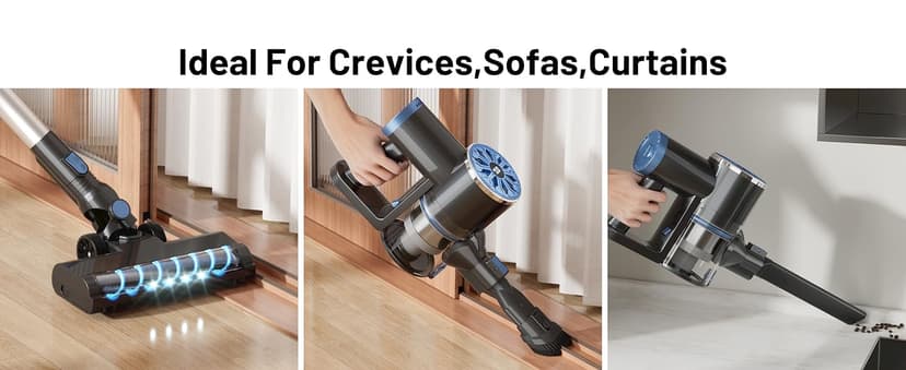 Cordless Vacuum Cleaner with Self-Standing, LED Screen Stick Vacuum Cleaners for Home, Lightweight Powerful Suction Vacuum, 6-in-1 Rechargeable Vacuum for Carpets, Pet Hair, Hardwood Floors