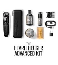 MANSCAPED MANSCAPED® The Beard Hedger® Premium Men's Beard Trimmer, 20 Length Adjustable Blade Wheel, Stainless Steel T-Blade for Precision Facial Hair Trimming, Cordless Waterproof Wet/Dry Clipper