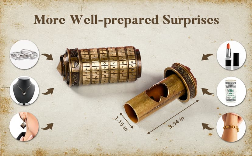 Cryptex Da Vinci Code Mini Cryptex Lock Puzzle Boxes with Hidden Compartments Anniversary Valentine's Day Romantic Birthday Gifts for Her Gifts for Girlfriend Box for Men