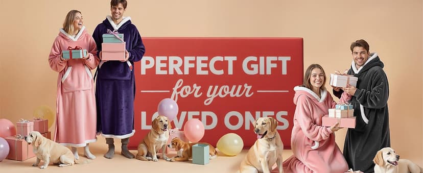 Bedsure Wearable Blanket Hoodie, Long Hooded Blanket Sweatshirt as Birthday Gifts for Women, Cozy Sherpa Hoodie for Adult, Standard, Grey