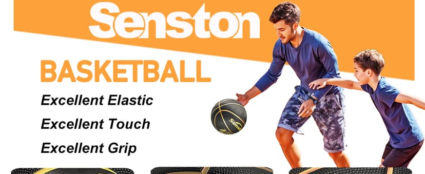 Senston 27.5‘’/29.5'' Basketball Outdoor Indoor Rubber Basketball Ball for Kids/Adult Official Size 5/7 Basket Ball with Pump