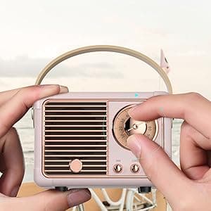 Retro Bluetooth Speaker, Portable Wireless Speaker with Crystal Clear Stereo Sound Rich Bass, Best Birthday Gifts Ideas for Women Teenage (Pink)