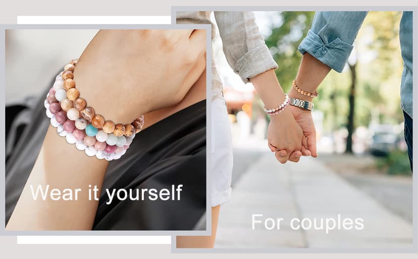 YINRIS 3 Pcs Natural Volcanic Stone Friendship Bracelets Handmade Beaded Stretch Bracelets (bra000001)