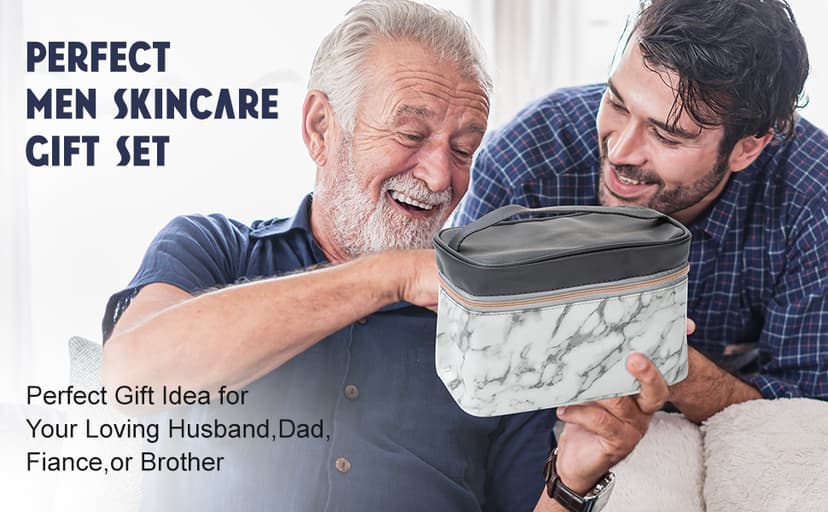 Father's Day Bath and Body Gift Basket for Men and Women, 23pcs Charcoal Luxury Home Spa Kit for Mother in Cosmetics Leather Bag, Face Oil, Birthday Gift, Self Care, perfect for Christmas, Holiday