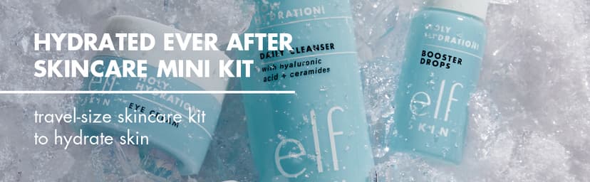 e.l.f. SKIN Holy Hydration! Hydrated Ever After Skincare Mini Kit, Cleanser, Makeup Remover, Moisturiser & Eye Cream For Hydrating Skin, Airplane-Friendly Sizes