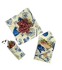 Bee's Wrap Beeswax Wraps for Food - Made in USA Reusable & Organic Food Wraps, Sandwich Wrap & Bowl Covers - Eco-Friendly Alternative to Aluminum Foil & Plastic Wrap, Ocean 3 Pack (S, M, L)