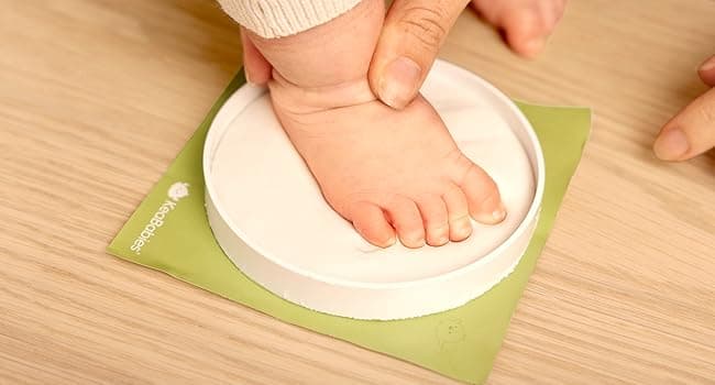 Baby Hand and Footprint Kit Girls, Boys - Personalized Baby’s First Christmas Ornament Kit, Newborn Christmas Gifts for New Mom, Cute Shower Gifts, Easy to Use Handprint Ornaments(Gold Paint, Cherish)