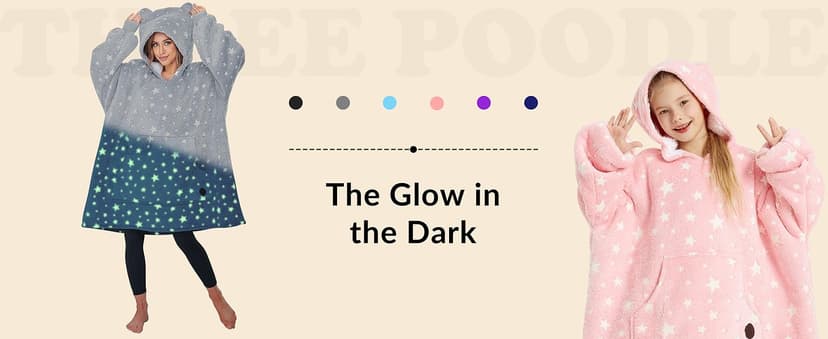 THREE POODLE Wearable Blanket Hoodie for Women, Oversized Sherpa Sweatshirt Blanket for Adults Men, Cozy Hooded Blankets, Gifts for Teen Girls Women Mom Sister