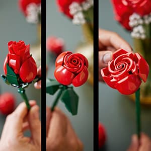 LEGO Botanicals Bouquet of Roses Artificial Flowers - Fake Red Roses Building Set for Adults, Ages 18+ - Gifts for Anniversary for Women & Men - Home Decor for Table Display - 10328