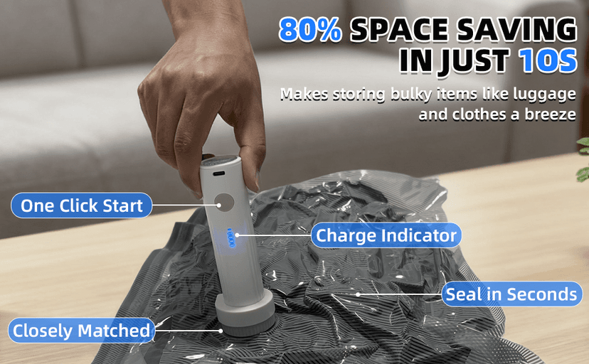 15 Pack Travel Vacuum Bags for Clothing with Rechargeable Electric Pump,Travel Vaccine Sealed Storage Bag for Clothes Suitcase