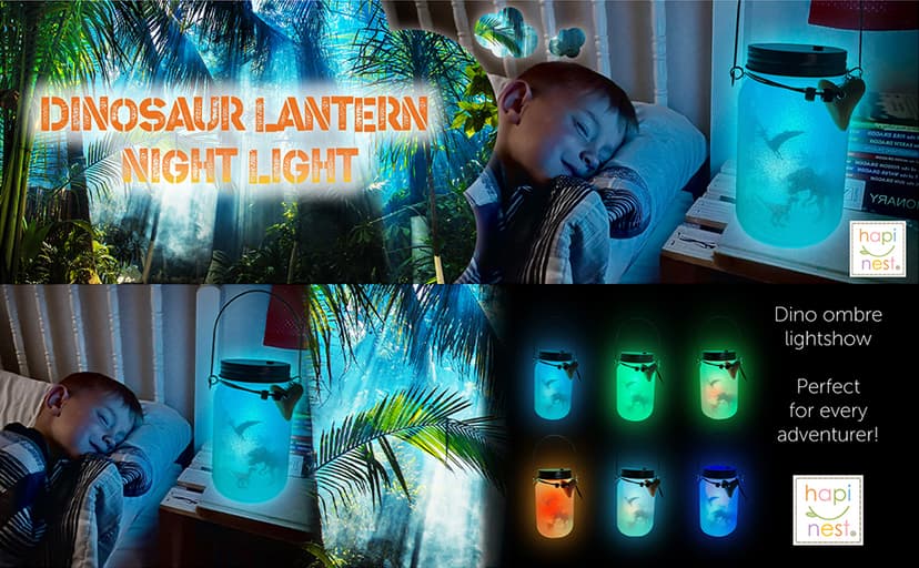 Hapinest DIY Dinosaur Toy Lantern Make Your Own Night Light Kit, Dino Toy Lanterns for Kids, Dinosaur Arts and Crafts Birthday Gift Ideas for Kids Boys Girls Ages 6 7 8 9 10 Years Old & Up